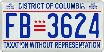 DC license plate FB3624