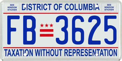 DC license plate FB3625