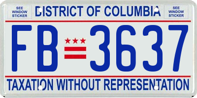 DC license plate FB3637