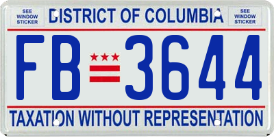 DC license plate FB3644