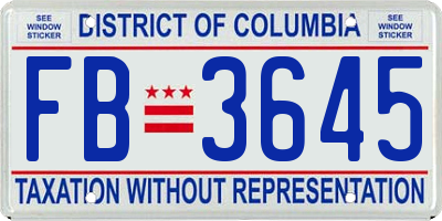 DC license plate FB3645