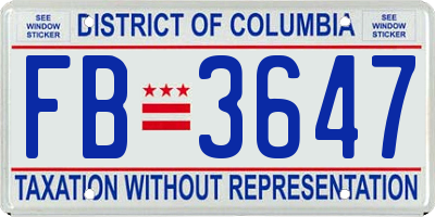 DC license plate FB3647