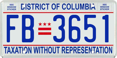 DC license plate FB3651