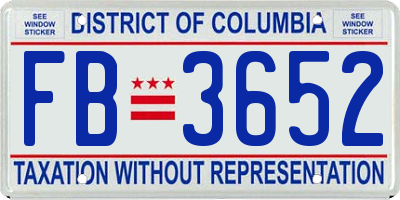 DC license plate FB3652