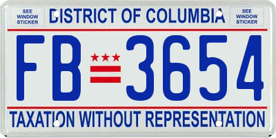 DC license plate FB3654