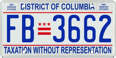 DC license plate FB3662