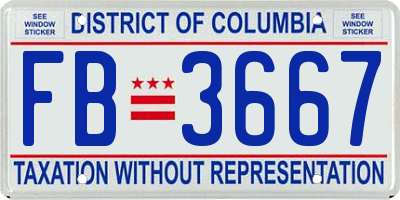 DC license plate FB3667