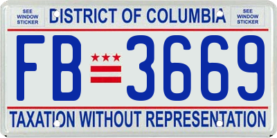 DC license plate FB3669