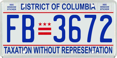 DC license plate FB3672