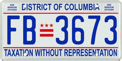 DC license plate FB3673