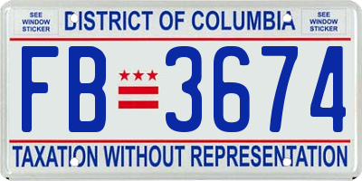 DC license plate FB3674