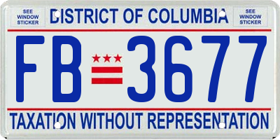 DC license plate FB3677