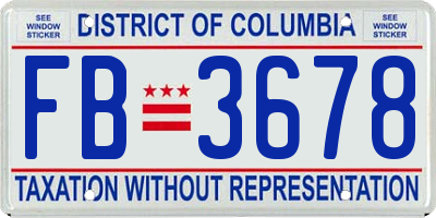 DC license plate FB3678