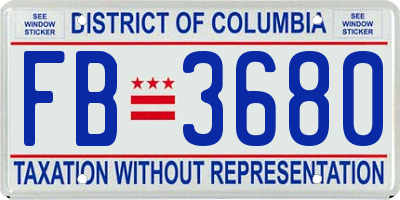 DC license plate FB3680