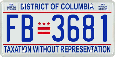 DC license plate FB3681