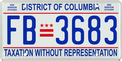 DC license plate FB3683