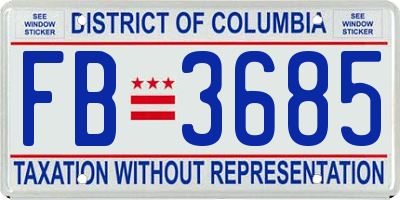 DC license plate FB3685