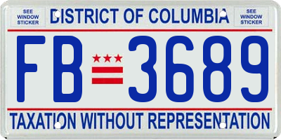 DC license plate FB3689