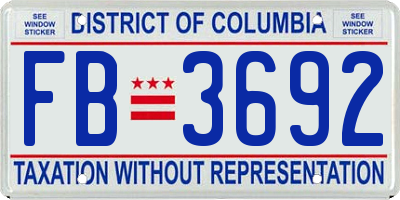 DC license plate FB3692