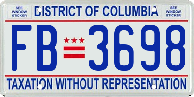 DC license plate FB3698