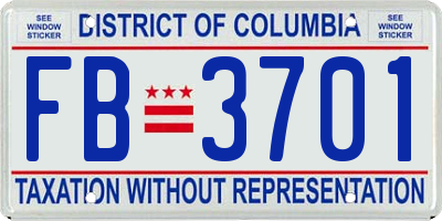 DC license plate FB3701