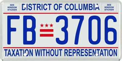 DC license plate FB3706