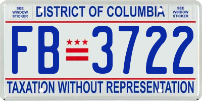 DC license plate FB3722