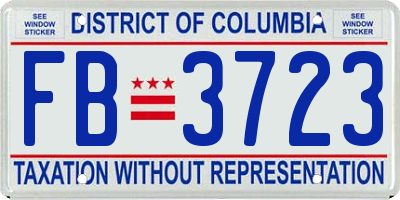 DC license plate FB3723