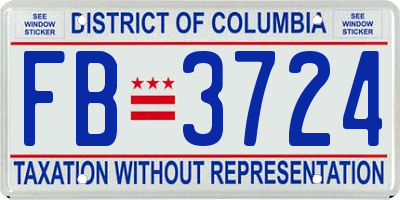 DC license plate FB3724