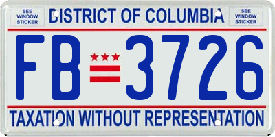 DC license plate FB3726