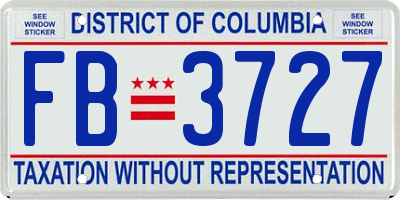 DC license plate FB3727