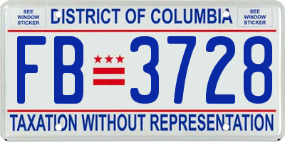 DC license plate FB3728