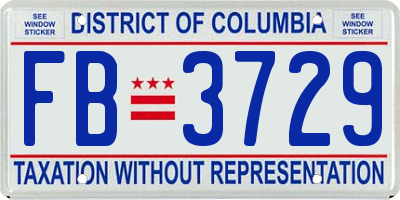 DC license plate FB3729