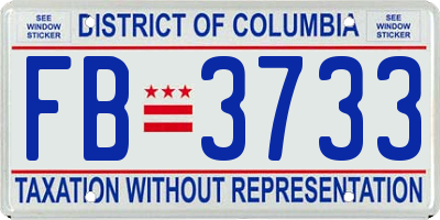 DC license plate FB3733