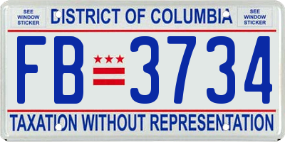 DC license plate FB3734