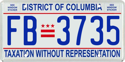 DC license plate FB3735