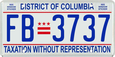 DC license plate FB3737