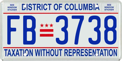 DC license plate FB3738