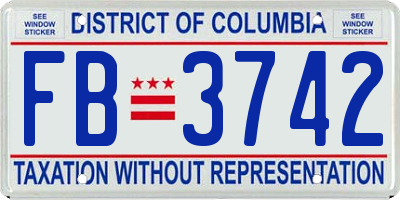 DC license plate FB3742