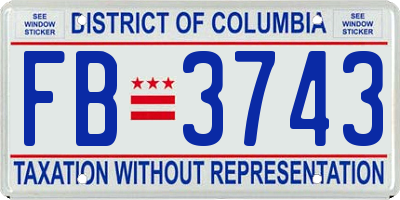 DC license plate FB3743