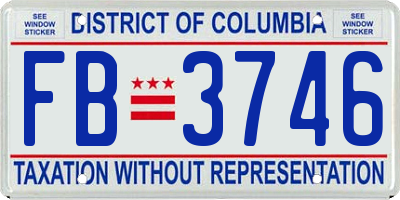 DC license plate FB3746