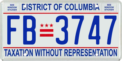 DC license plate FB3747