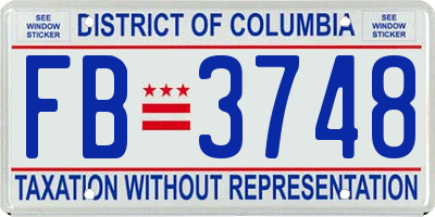 DC license plate FB3748