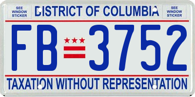 DC license plate FB3752