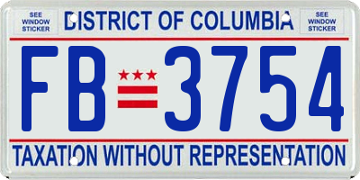 DC license plate FB3754