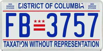 DC license plate FB3757