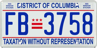 DC license plate FB3758