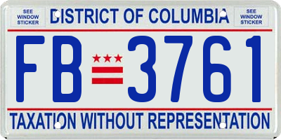 DC license plate FB3761