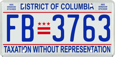 DC license plate FB3763