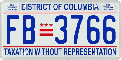 DC license plate FB3766